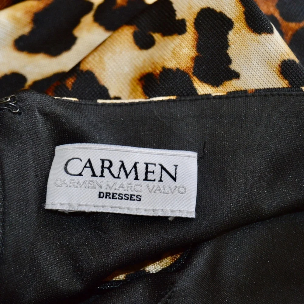 Leopard Print Mini Night Out Dress by Carmen Marc Valvo.Made in US